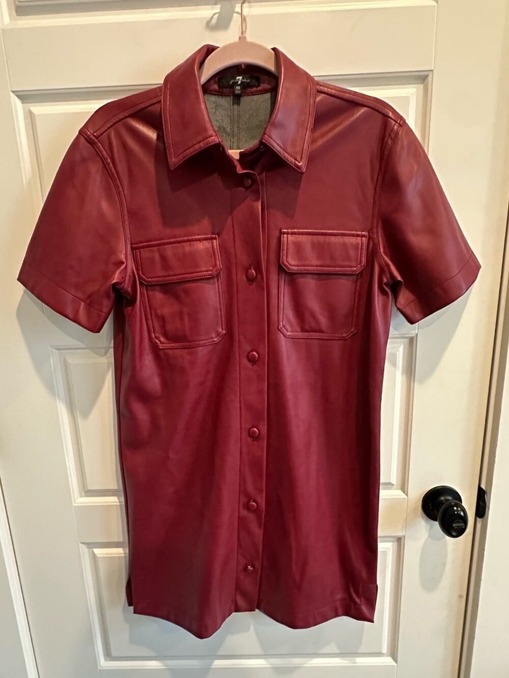 7 for All Mankind Vegan Soft Leather Shirt Dress